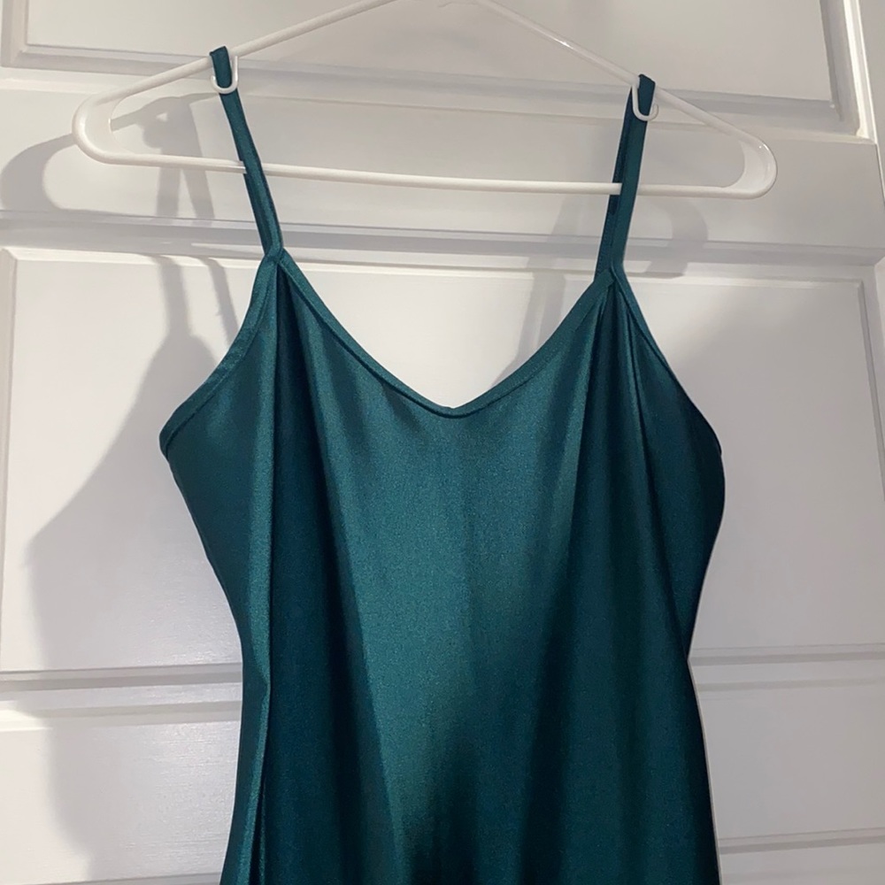 Satin Emerald Green Mini Dress